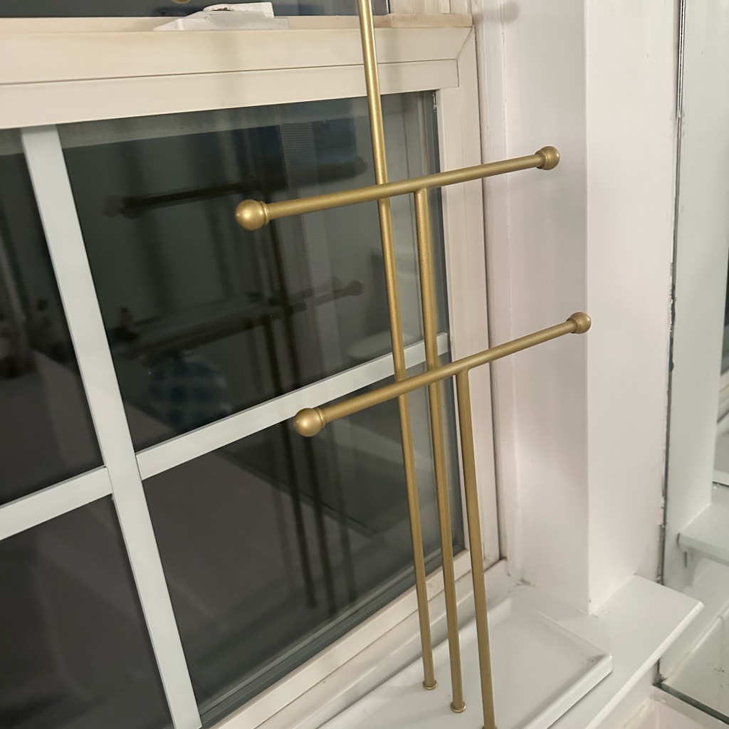 Modern Brass Towel/Accessory Stand In Gold